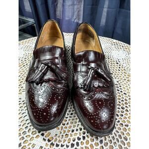 JOHNSTON & MURPHY Tassel Burgundy Sz 9 M Men Leather Slip-On Dress Loafers 3152